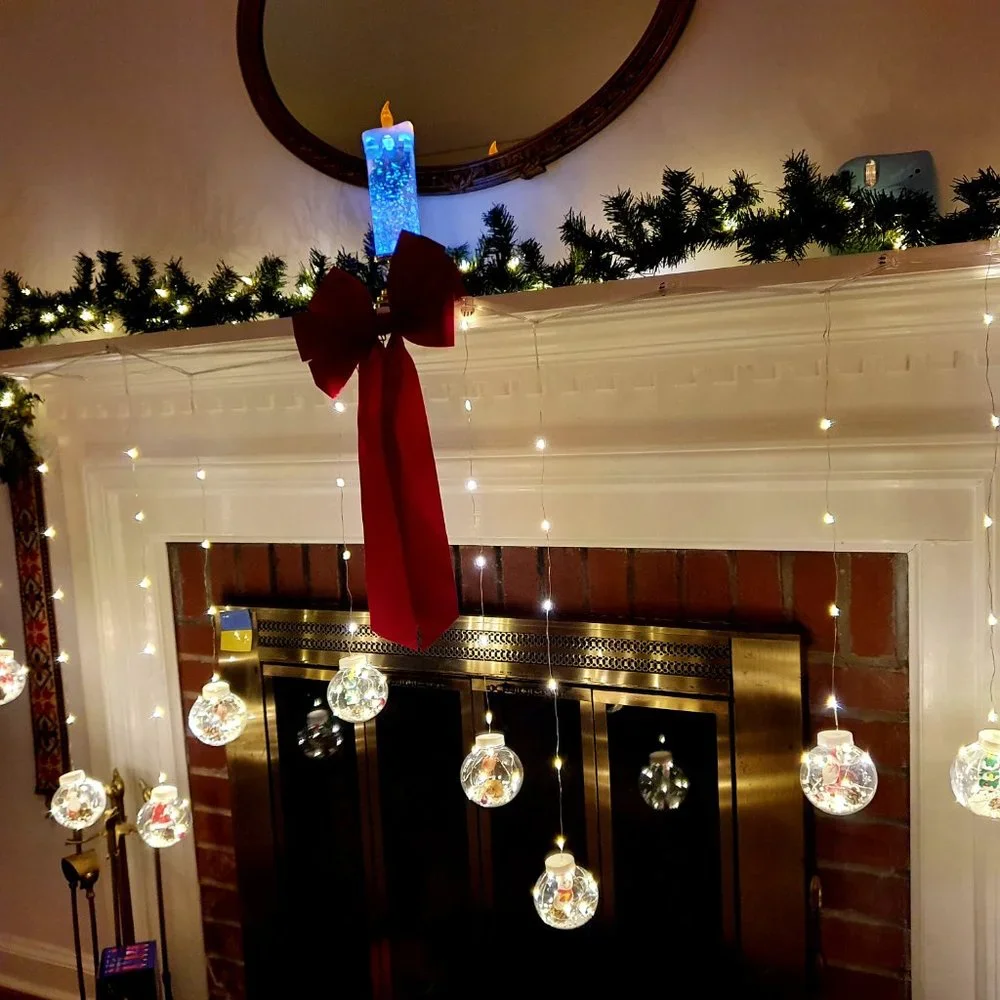 LED Curtain String Light Ball with Santa Claus in ornament Xmas Tree